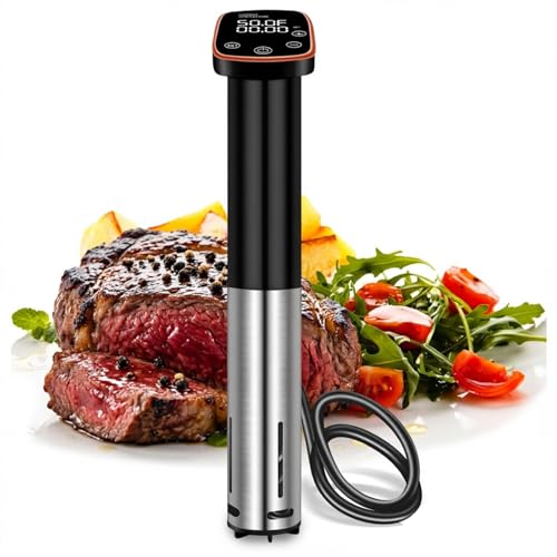1100W Sous Vide Cooker for Steak & Tender Chicken Sous Vide Machine Ultra-Quiet Immersion Circulator with Precise Touch Control & Digital Timer, Fast Heating, IPX7 Waterproof