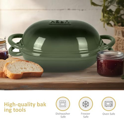 UFEH Dutch Oven for Bread Baking – Premium Cast Iron Pot with Lid – Perfect for Sourdough, Artisan Loaves & No-Knead Bread – 2 QT / 1.9L (Enameled, Round, Oven & Stovetop Safe), Green