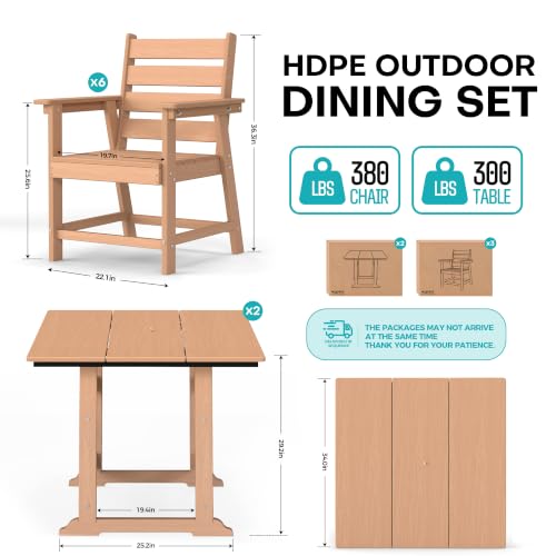 EcoVida Outdoors HDPE Outdoor Dining Set, Patio Dining Set of 8, Cedar