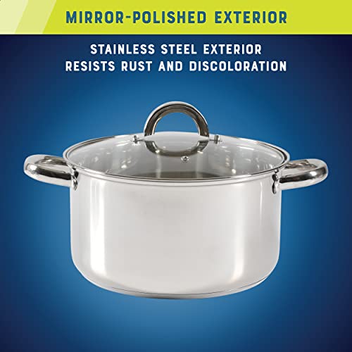 Oster Sangerfield 12-Piece Stainless Steel Cookware Set With Kitchen Tools, Non-Stick Pots and Pans, Durable Oven Safe Cookware for Home Cooking