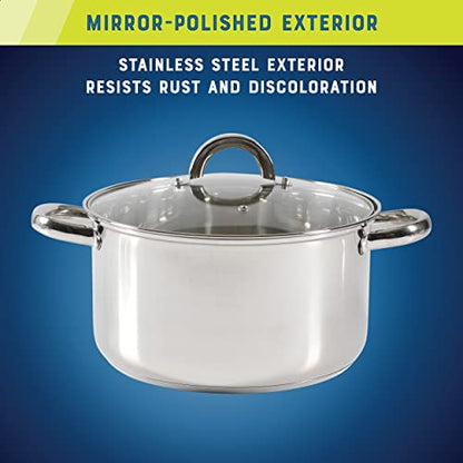 Oster Sangerfield 12-Piece Stainless Steel Cookware Set With Kitchen Tools, Non-Stick Pots and Pans, Durable Oven Safe Cookware for Home Cooking