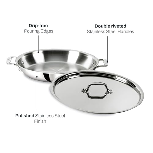 All-Clad D3® Stainless Steel Non Stick 3 Quart Braiser Pan- Made in the USA- The Original Bonded Professional Cookware- Oven Safe & Induction Compatible