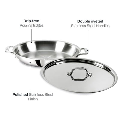 All-Clad D3® Stainless Steel Non Stick 3 Quart Braiser Pan- Made in the USA- The Original Bonded Professional Cookware- Oven Safe & Induction Compatible