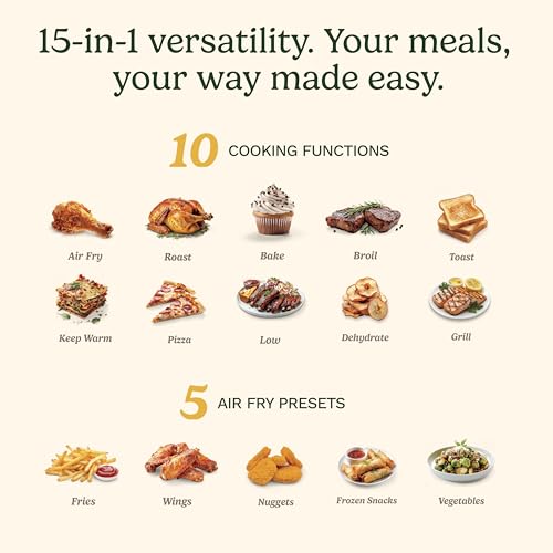 Cuisinart 15-in-1 Extra-Large Digital Air Fryer Oven with 9"x13" 2-in-1 Pan, Air Fry 4 Lbs of Wings, Cook a 13 Lb Turkey or 5+ Lb Chicken, Toast 9 Slices of Bread, and Bake a 13" Pizza, TOA-112