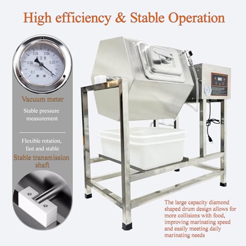 TECHTONGDA 80L Meat & Vegetable Tumbler Marinator, Vacuum Curing Marinating Tumbling Rolling Machine for Chicken Steak, Sausage & More, Food Tumbler Marinating Machine with Bidirectional Rotation