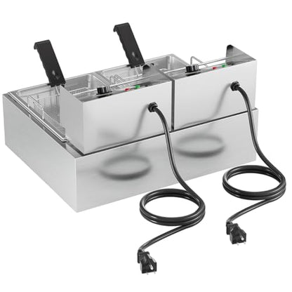 Commercial Deep Fryer with Basket 21QT/20L Stainless Steel Large Capacity