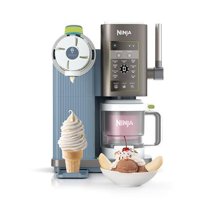 Ninja CREAMi Scoop & Swirl Ice Cream Maker, Soft Serve Desserts, Sorbet, Milkshakes, Frozen Yogurt and More, 13-in-1 Programs, Includes Handle and Two 16 oz 2-in-1 Pints, Blue, NC701ND