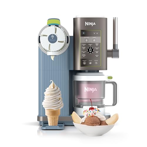 Ninja CREAMi Scoop & Swirl Ice Cream Maker, Soft Serve Desserts, Sorbet, Milkshakes, Frozen Yogurt and More, 13-in-1 Programs, Includes Handle and Two 16 oz 2-in-1 Pints, Blue, NC701ND