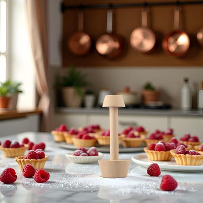 Jinshining Tart Tamper Pastry Tamper Double Side Wooden Egg Tart Tamper Mold DIY Cake Pastry Pusher for Kitchen Party Baking Tools, Pie, Tart and Quiche Pans, 1