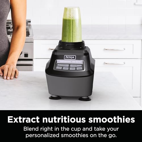 Ninja Kitchen System | All-in-One Food Processor & Blender for Smoothies | Includes Pitcher, Travel Cup, & 8-Cup Bowl | Makes Salsa, Dough, Shakes, & Frozen Drinks | 120 Volts | Black | BL770AMZ