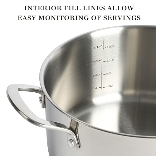 Martha Stewart Castelle 5-Quart 18/8 Stainless Steel Induction Safe Dutch Oven Casserole Pot With lid