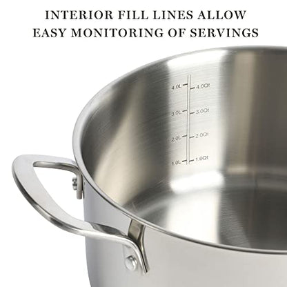 Martha Stewart Castelle 5-Quart 18/8 Stainless Steel Induction Safe Dutch Oven Casserole Pot With lid
