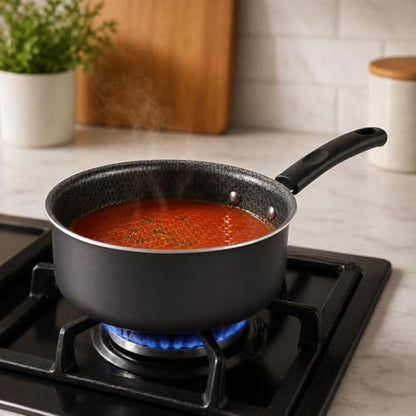 1-Quart Non-Stick Sauce Pan with Stay-Cool Handle, Gray, Steel, Even Heat Distribution, Easy-Clean Coating