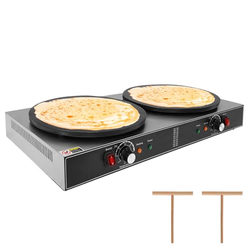 16 Inch Double Plates Commercial Crepe Maker, Non-Stick Electric Crepe Machine with Precise Temp Control and Indicator Lights for Home and Restaurant,3500 w,110 v