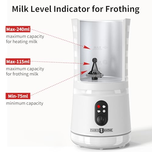 Electric Milk Steamer and Frother, Hot & Cold Foam Milk Warmer with Temperature Control, Auto Shut-Off Frothers for Coffee, Latte, Cappuccino, Macchiato