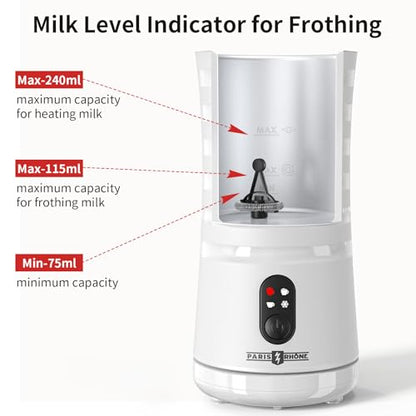 Electric Milk Steamer and Frother, Hot & Cold Foam Milk Warmer with Temperature Control, Auto Shut-Off Frothers for Coffee, Latte, Cappuccino, Macchiato