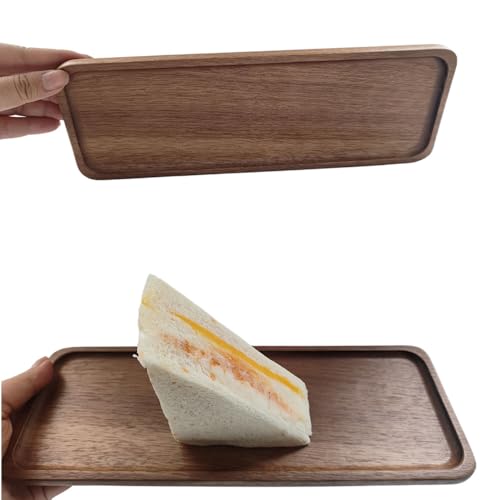 Rectangular Wood Serving Trays Set, Large Natural Wooden Serving Platters, Charcuterie Plates Board Snack Dessert Appetizer Serving Tray for Long Bread Cheese, Food Fruit Dishes Home Decor (2 Pack)