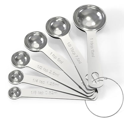 TILUCK Stainless Steel Measuring Spoons Set,Coffee Scoop Spoon,Kitchen Gadgets for Cooking & Baking,Set of 6