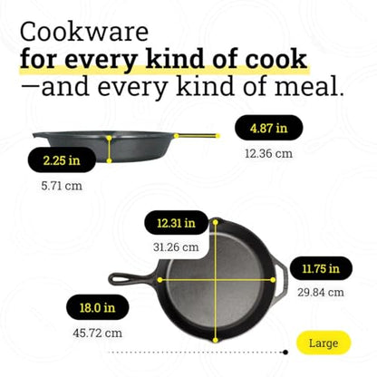 Lodge Seasoned Cast Iron Skillet Set 8, 10.25 & 12 Inches - PFAS-Free, Non-Toxic Cookware - Use with an Oven, Stove, Grill, or Campfire - Naturally Non-Stick & Oven Safe
