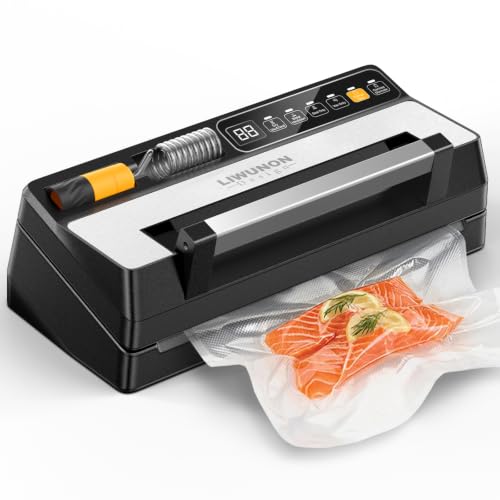 Next-Gen Vacuum Sealer Machine, Food Vacuum Sealer with Powerful Suction Pump, Dual-System for Valve&Textured Bags, Canisters & Marinate, Dual-Heat Seal for Dry&Moist Food, Built-in Cutter&Bag Storage
