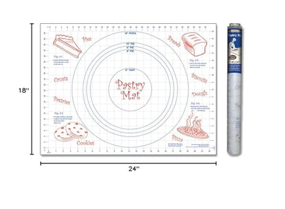 Cut N' Funnel Large Premium Pastry Mat 24" by 18" Made in the USA Non-slip Food Grade Flexible Plastic for Rolling, Kneading, Shaping and Cutting Dough