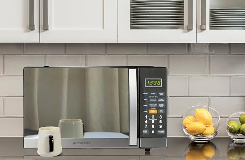 Emerson MWG1191SB 1.1 Cu. Ft. Microwave with Built-In Grill Function, 1100W Power, Stainless Steel, LED Timer Display, 11 Power Levels, 9 Preset Cooking Options, Removable Glass Turntable, Child Lock