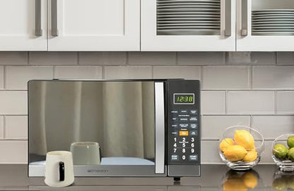 Emerson MWG1191SB 1.1 Cu. Ft. Microwave with Built-In Grill Function, 1100W Power, Stainless Steel, LED Timer Display, 11 Power Levels, 9 Preset Cooking Options, Removable Glass Turntable, Child Lock