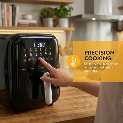 OLIXIS Air Fryer with Window 7.9QT, 12-In-1 Large Airfryer for Family, 400°F Rapid Air Crispy Technology, Roast Bake Dehydrate Reheat, Nonstick & Easy-Clean Basket, 1800W, Black