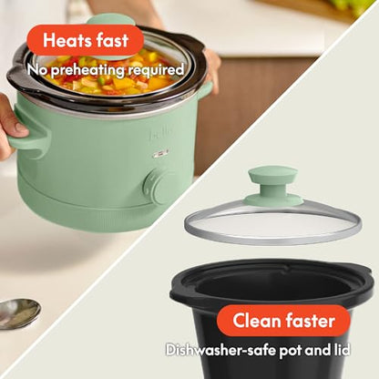 bella 1.5qt Non-Toxic Manual Slow Cooker with 3 Heat Settings, Seaglass