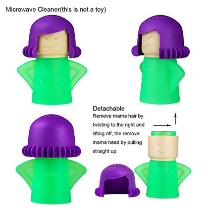 Angry Mama Microwave Oven Steam Cleaner, Angry Mom Microwave Cleaner, Just Add Vinegar and Water, Cut Cleaning Time by Half (Green)