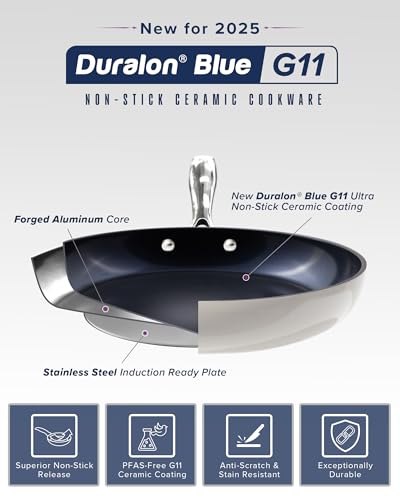 Nuwave Lux 13-Piece Premium Cookware Collection, Next-Generation G11 Duralon Blue Ceramic Nonstick, Ultra Durable, PFAS-Free, Lightweight & Works on All Cooktops