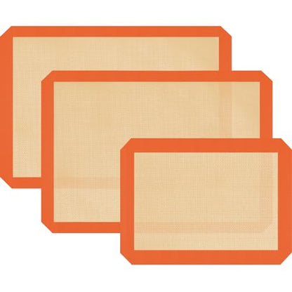 Silicone Baking Mat Set of 3, Silicone Baking Mats Cookie Sheet, Non-Stick Mats for Baking, Easy Clean & Reusable Oven Baking Sheet for Making Macaroons, Cookies
