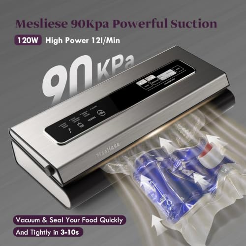 Mesliese 90kPa Vacuum Sealer Machine for food, Dry/Moist Mode for Meal Prep