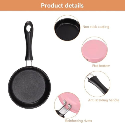 KOMBABE Pink Mini Cast Iron Skillet with Lid - 6 Inch Small Frying Pan for Eggs, Pancakes, Single Serving Cooking | Nonstick & Easy to Clean