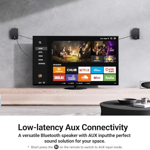 Inwa Upgraded 400W Outdoor Bluetooth Speakers Pair - Active Passive Wall Mount Stereo Speaker, Wireless Multi-Speaker Connection with Auracast, Sound System w/Aux for Porch, Patio, Garage, Home