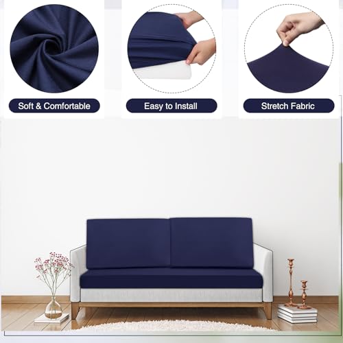 Newwiee 8 Pcs Stretch Patio Outdoor Cushion Covers Replacement,Navy Blue
