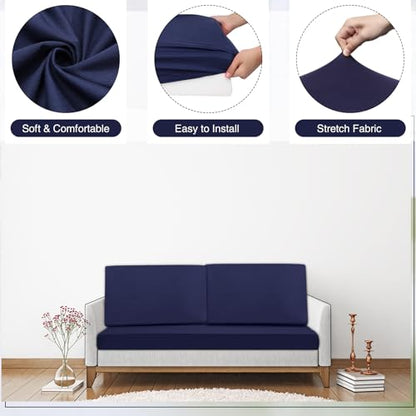 Newwiee 8 Pcs Stretch Patio Outdoor Cushion Covers Replacement,Navy Blue