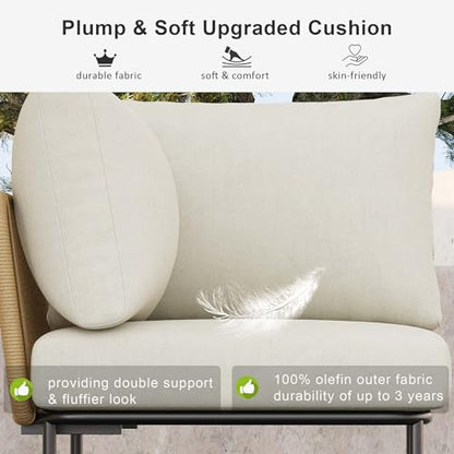 LayinSun 11 Pieces Aluminum Patio Furniture Set, Modern Modular Sectional Sofa with Coffee Table and Upgrade Thickness Cushion