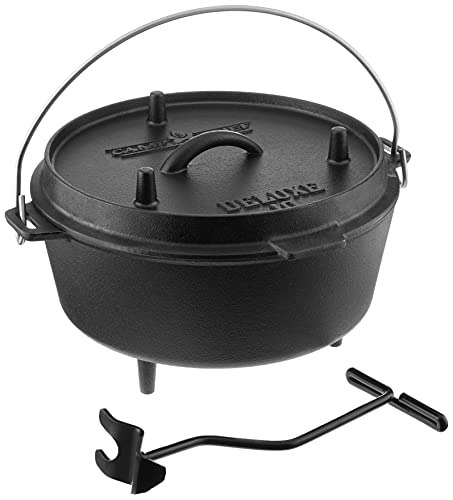 Camp Chef DO10-6 Quart Dutch Oven Pre-Seasoned Cast Iron with Lift Tool and Lid