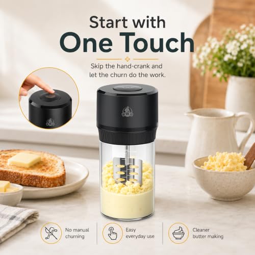 IFOLO Electric Butter Churn Maker, Clear 34oz Glass Measuring Jar