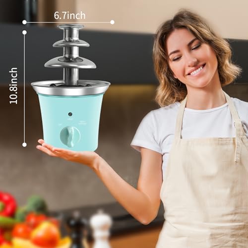 MINI Chocolate Fountain Machine Small Electric Chocolate Fondue Fountain Machine for Party for Candy Butter Cheese (Green)