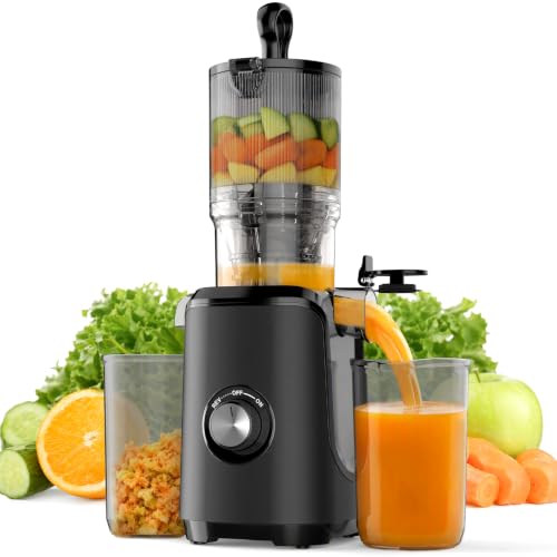 NEWBULIG Juicer Machines, 4.25" Feed Chute Cold Press Juicer, Black