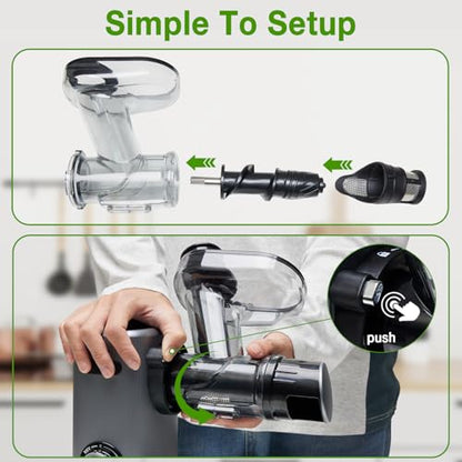 OLIXIS Cold Press Juicer, Slow Masticating Juicer Machines with Extra Wide Feed Chute, High Juice Yield and Easy to Clean for Whole Vegetables & Fruits, Silver