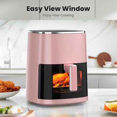 Sweetcrispy Air Fryer 6 Quarts with Window, 12-in-1 Square Airfryer Oven for Family, 400°F Rapid Air Crispy Technology, Roast Bake Dehydrate, Nonstick & Easy-Clean Basket