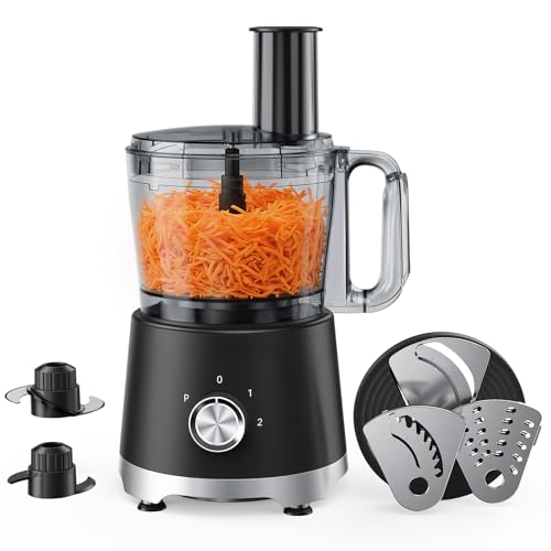 OLIXIS Food Processor 10.5 Cups, 600W Powerful Food processors with 5 Blades, Dishwasher Safe Meat Grinder for Slicing, Shredding, Chopping, Kneading, for Meat, Vegetables, Fruit, Dough