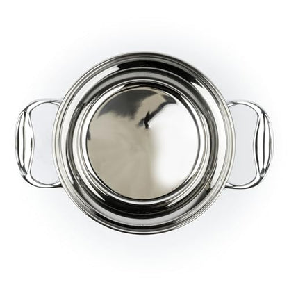 David Burke Splendor Stainless Steel 3-Quart Dutch Oven with Glass Lid, Vented Steam – Side handles, Oven Safe