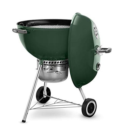Weber Original Kettle Premium Charcoal Grill, 22-Inch, Green – Outdoor BBQ Grill with Built‑In Thermometer, Heat Control Dampers & One‑Touch™ Cleaning System