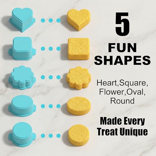Hokkieam 5 PCS Cake Pop Mold Set with 7.87-inch Tray, Heart Square Cloud Oval Round 3D Printed Cake Pop Cutter and Pusher, Baking Molds for Home Baking, Birthday Parties, Wedding Desserts