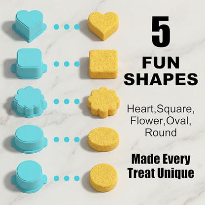 Hokkieam 5 PCS Cake Pop Mold Set with 7.87-inch Tray, Heart Square Cloud Oval Round 3D Printed Cake Pop Cutter and Pusher, Baking Molds for Home Baking, Birthday Parties, Wedding Desserts