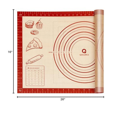 Silicone Baking Pastry Dough Mat - 26x16Inch Extra Large Cookie Bread Rolling Mats Sheet, Nonstick Kitchen Counter Kneading Board, Thick Reusable Pie Cookies Pizza Fondant Making Matt with Measurement